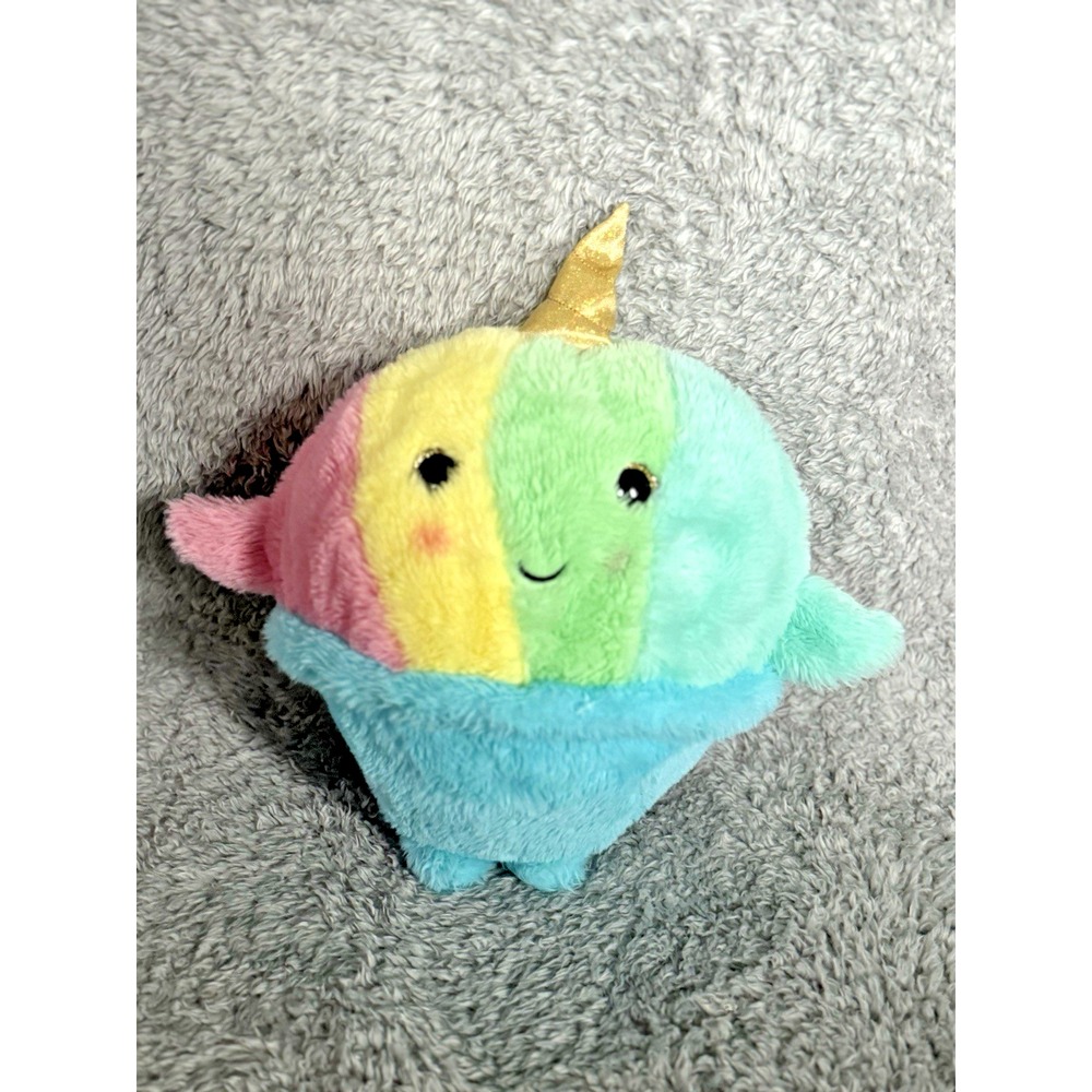 FAO Schwarz Tasties Sweet Friends Rainbow Ice Cream Cone Narwhal Plush Animal